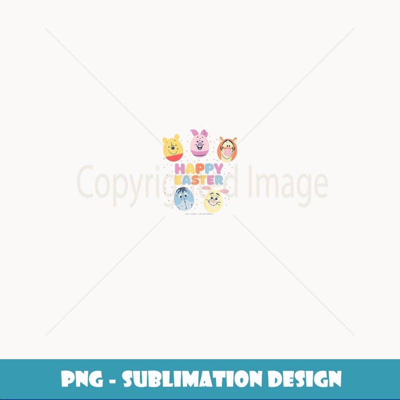 Disney Winnie The Pooh Group Shot Happy Easter Balloons - Creative Sublimation PNG Download