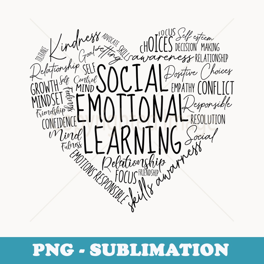 Social Emotional Learning Heart Counselor Teacher Blue - PNG Sublimation Digital Download