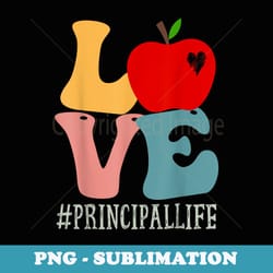 principal love apple groovy retro cute back to school - modern sublimation png file