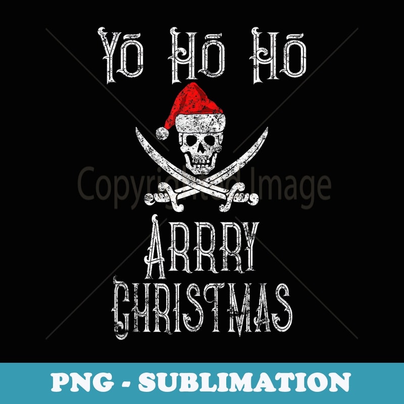 Christmas Cruise Vintage Yo Ho Ho Santa Pirate Skull - PNG Transparent Sublimation File