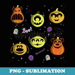 disney pixar multi franchise halloween spooky pumpkin heads - png sublimation digital download