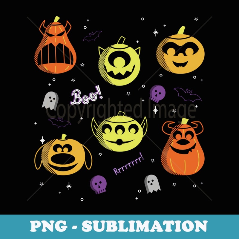 Disney Pixar Multi Franchise Halloween Spooky Pumpkin Heads - PNG Sublimation Digital Download