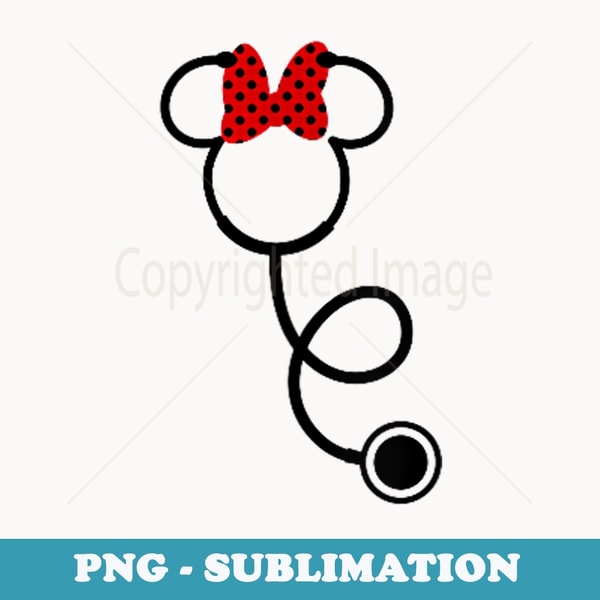 Disney Minnie Mouse Minnie Face Stethoscope Pocket Logo - Sublimation PNG File