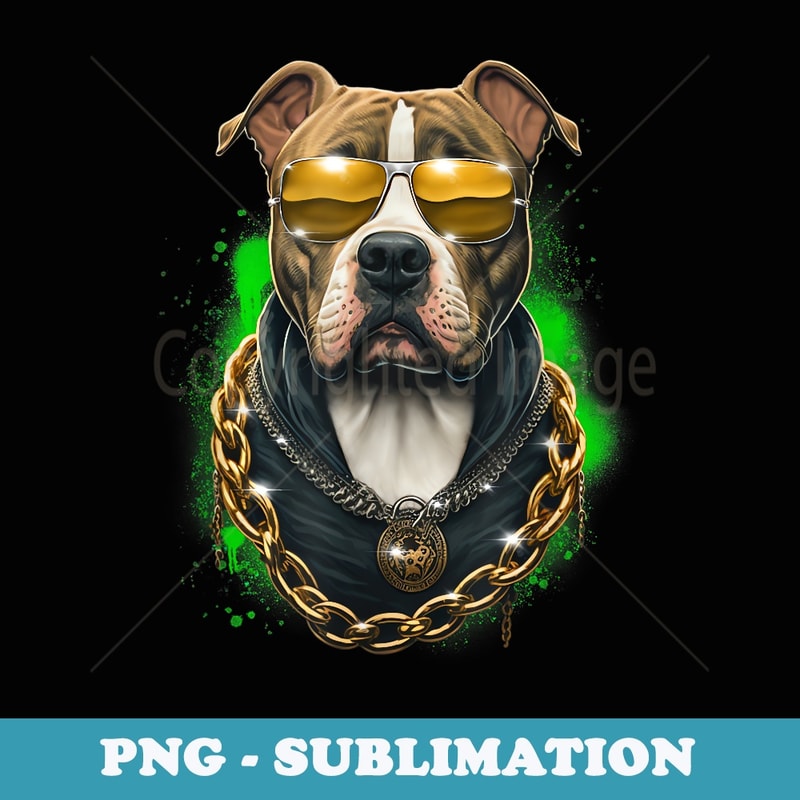 Funny 90s Rapper Style Pitbull Wearing Sunglasses - Exclusive Sublimation Digital File