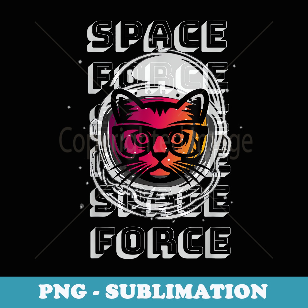 Funny Cat Cool Cat Daddy Space Force Cute Girl s - PNG Transparent Sublimation File