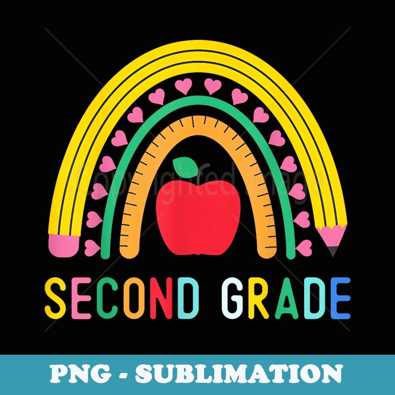 Second Grade Rainbow Girls Boys Teacher Team 2nd Grade Squad - Instant PNG Sublimation Download