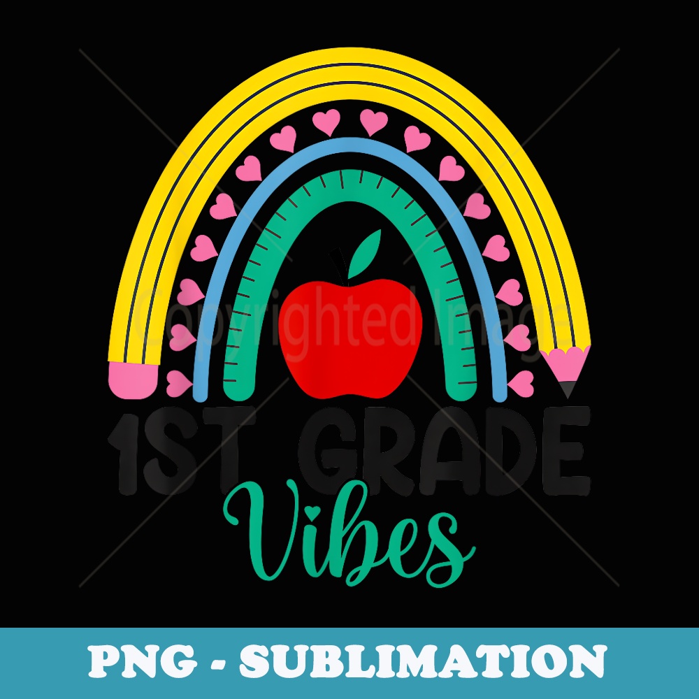 First Grade Vibes 1st Grade Rainbow Teacher Back To School - PNG Transparent Sublimation Design
