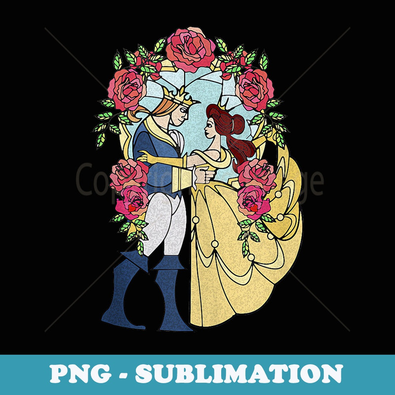 Disney Beauty And The Beast Belle And Beast Stained Glass - Artistic Sublimation Digital File