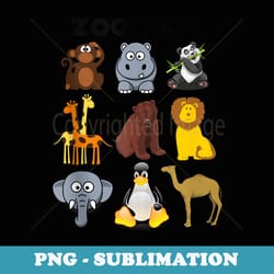cute zoo day with 9 adorable animal cartoons - vintage sublimation png download