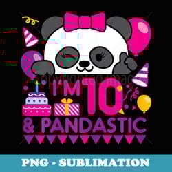 panda with balloon 10 years old girls birthday party - png transparent sublimation file