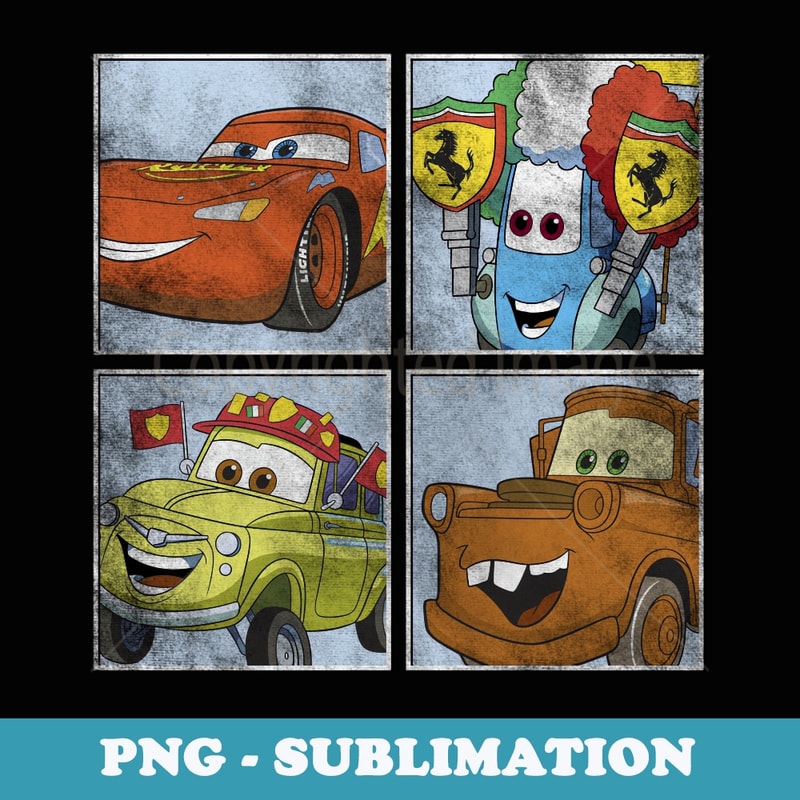 Disney Pixar Cars 2 Team McQueen Distressed Stacked Panels - Exclusive PNG Sublimation Download