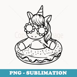 unicorn in a donut for coloring paint girl - instant png sublimation download