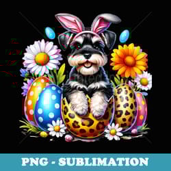 easter bunny miniature schnauzer dog ear egg basket - png sublimation digital download