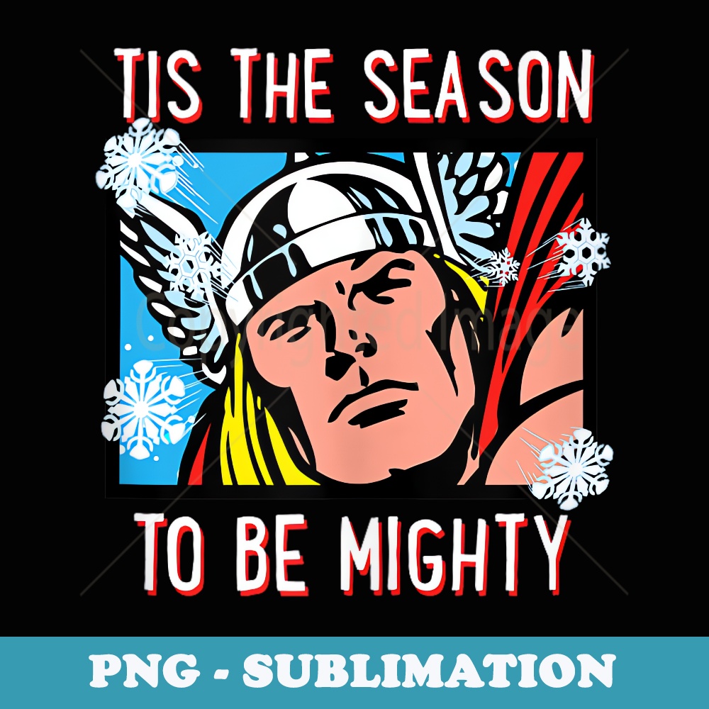 Marvel Christmas Thor Tis The Season To Be Mighty - Retro PNG Sublimation Digital Download