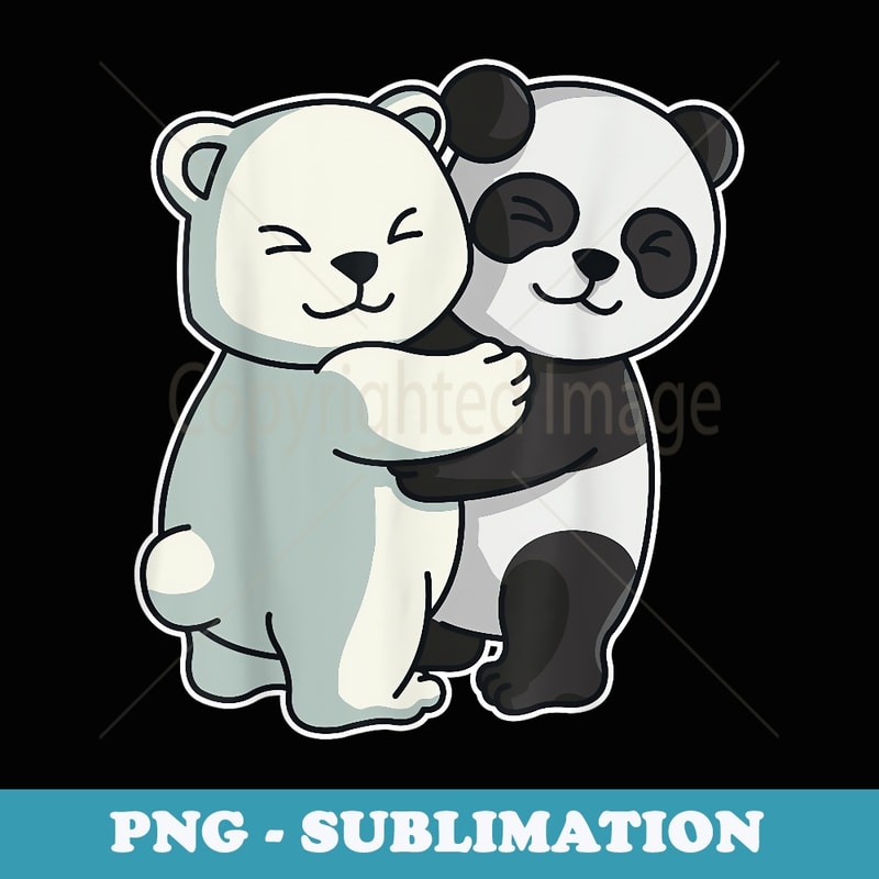 Icebear Panda cute Polar bear Hug Cuddle Animals Hugging - Digital Sublimation Download File