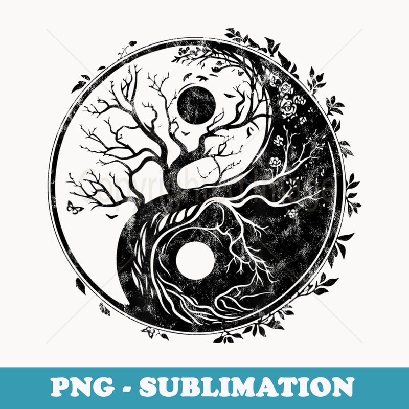 Yin Yang symbol, tree of life, Tai chi, Qigong, yoga, Taoism - Sublimation PNG File