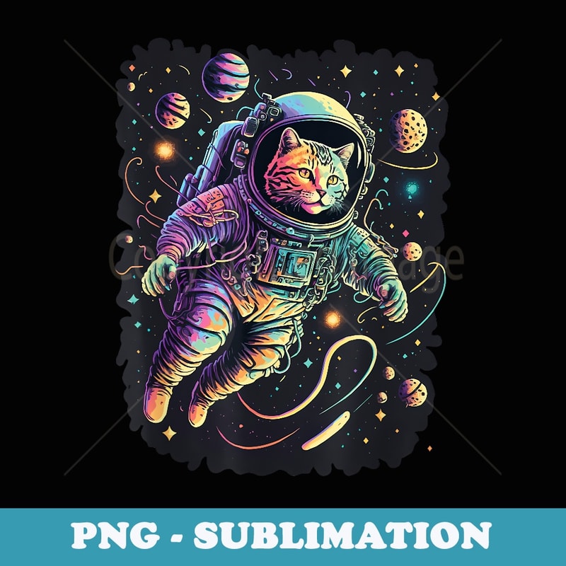 Catstronaut Cosmic Space Cat Astronaut Cat Lovers Graphic - Vintage Sublimation PNG Download