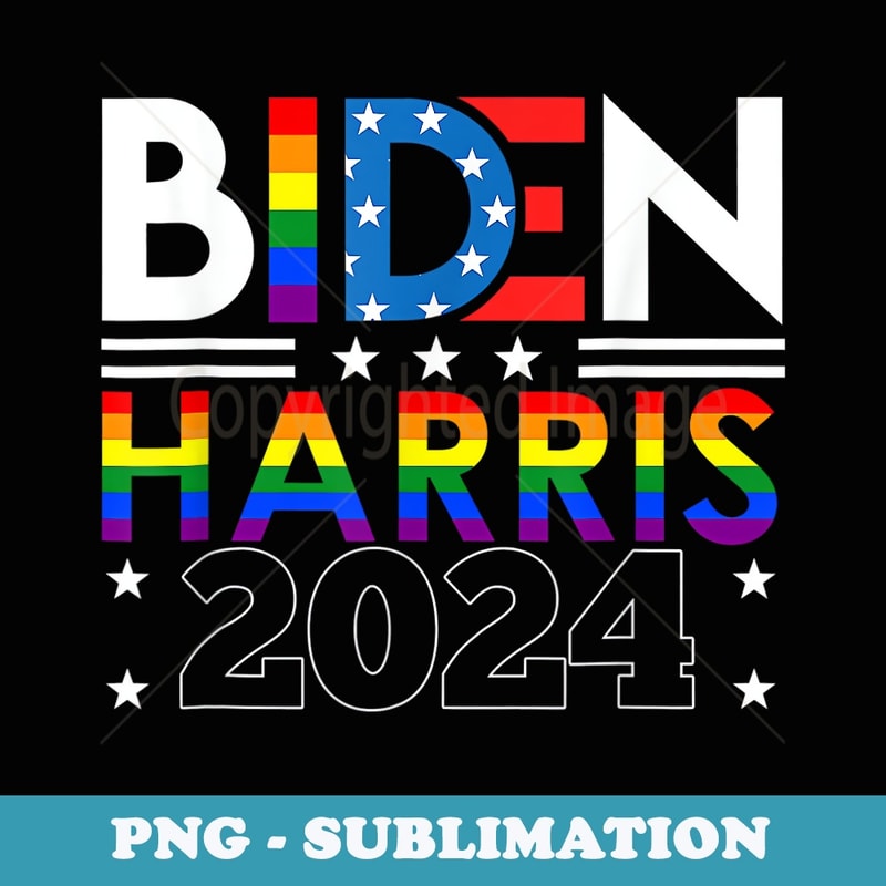 Biden Harris 2024 Rainbow Flag Gay Pride LGBT Democrat - PNG Transparent Sublimation File