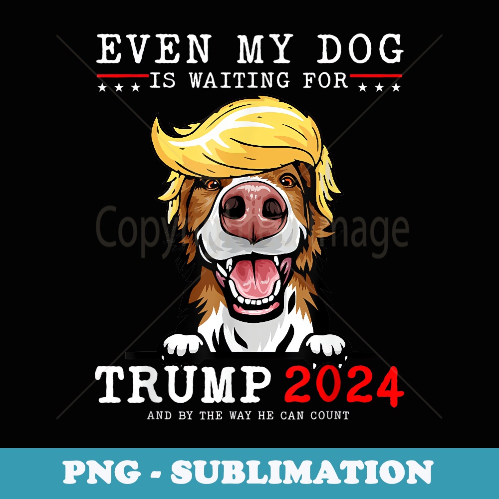 Border Collie Dog Even My Dog Is Waiting For Trump 2024 - Sublimation PNG File