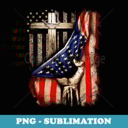 vintage mens faith over fear christian cross american flag - unique sublimation png download