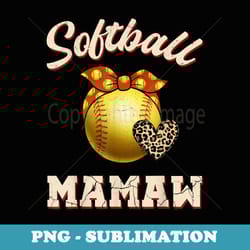 softball mamaw leopard heart fans mothers day - instant png sublimation download