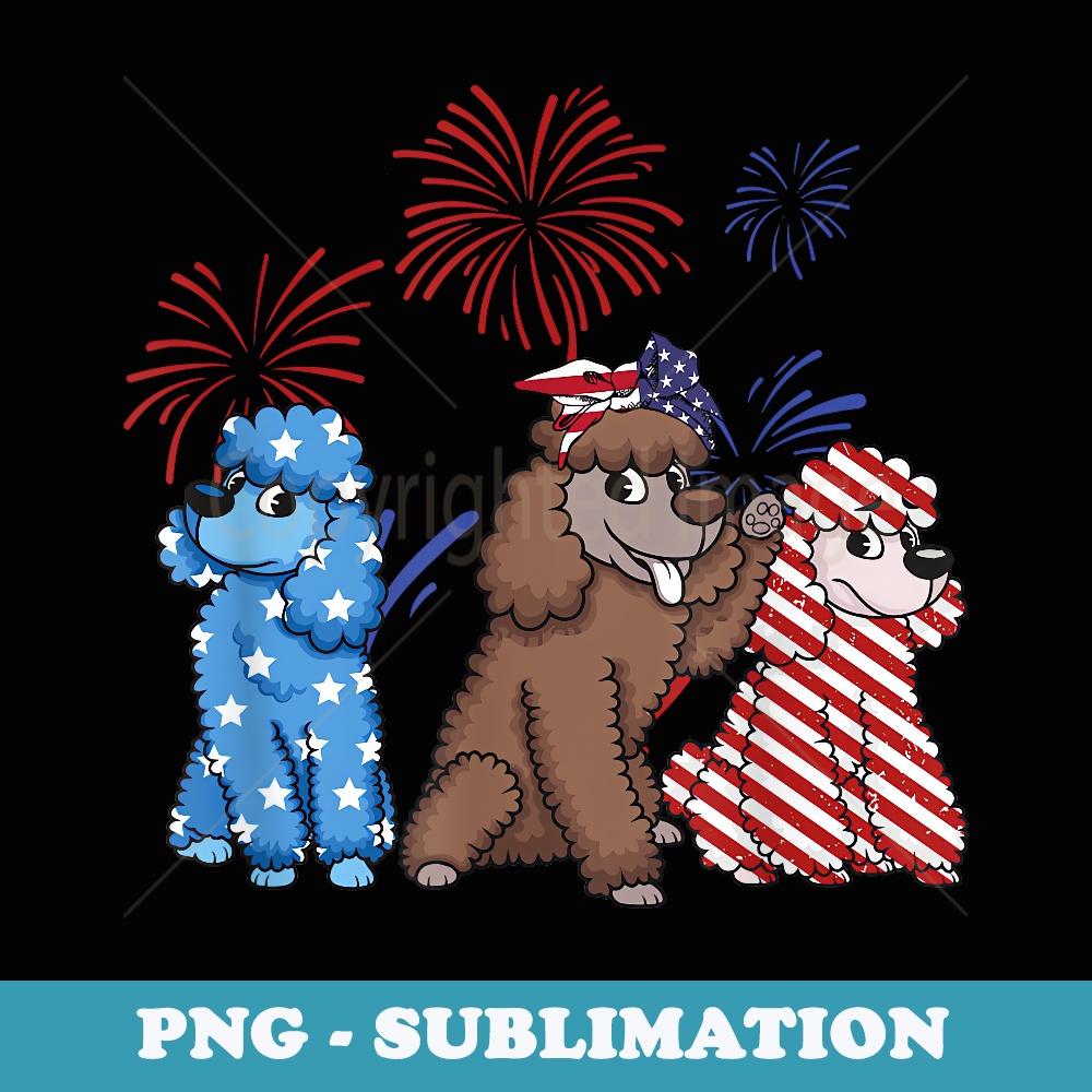 Red White Blue Poodle USA Flag Firework 4th Of July - Sublimation PNG File