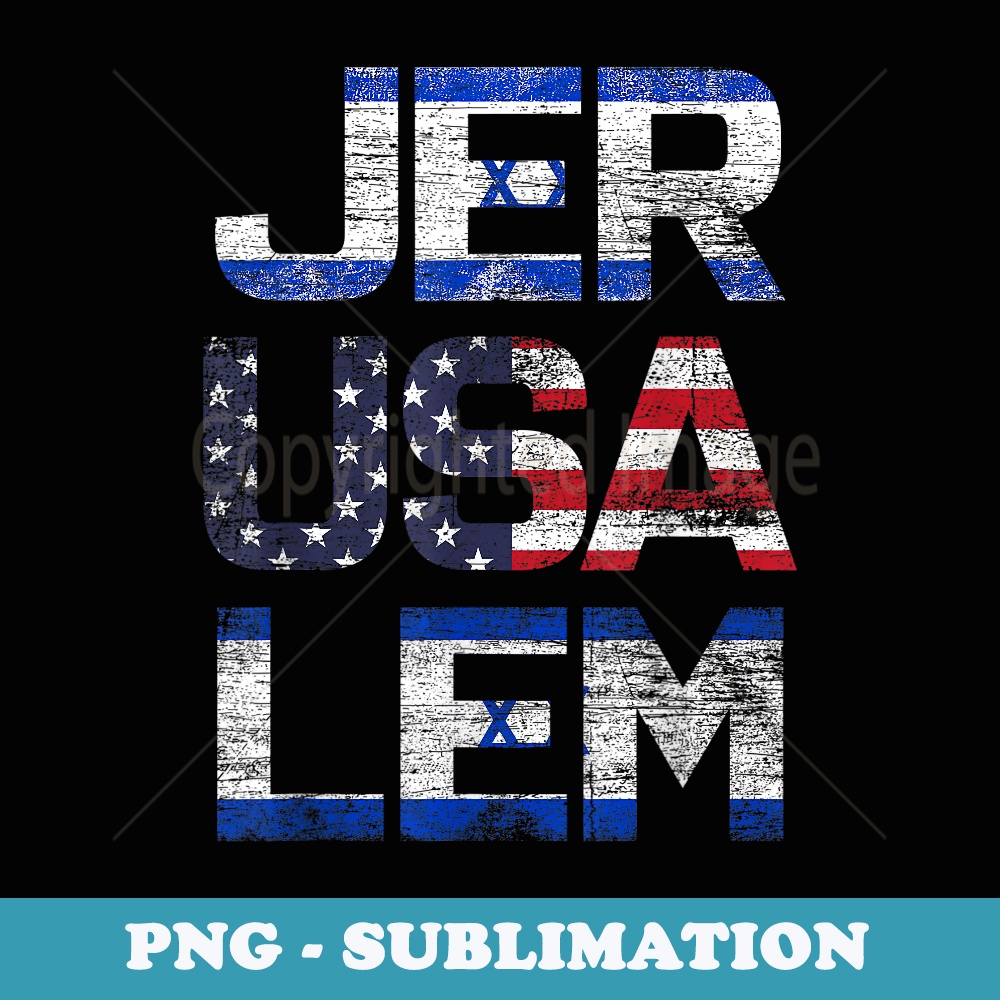 USA Flag Patriotic Jewish America Israel - PNG Sublimation Digital Download