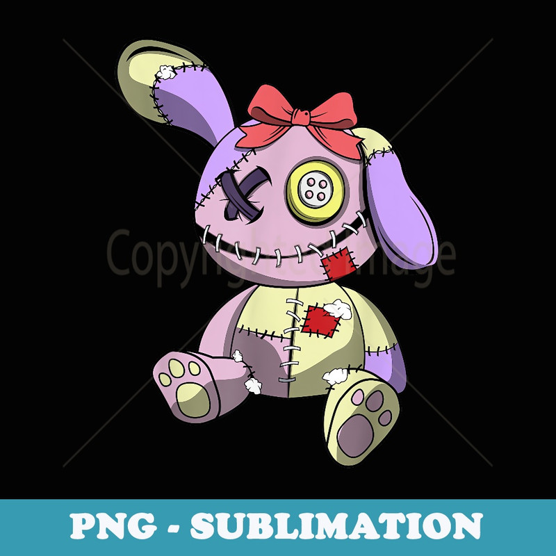 Japanese Kawaii Pastel Goth Cute Anime Creepy Teddy Bear - Elegant Sublimation PNG Download