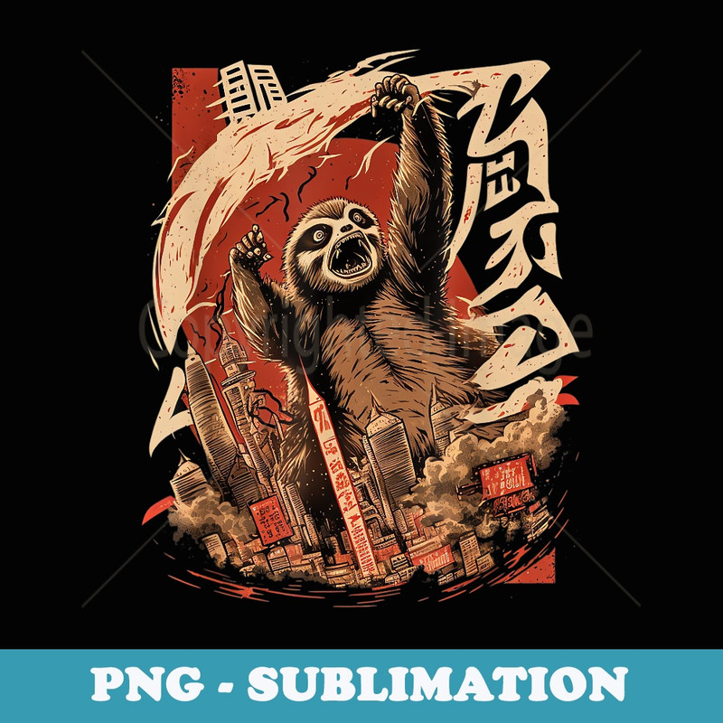 Japanese Manga Japan Kaiju Slothzilla Sloth Anime - PNG Transparent Sublimation File
