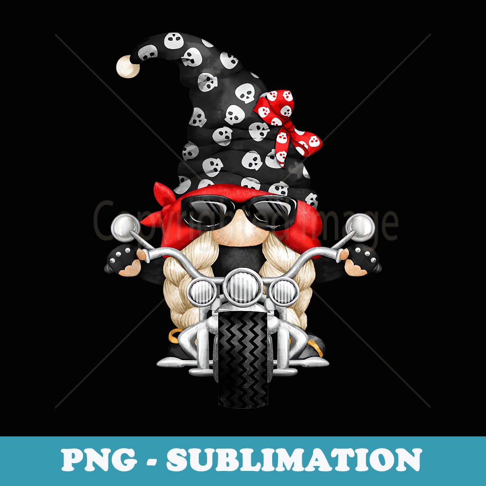 Biker Girl Gnomie Xmas Matching Couple - Funny Skull Gnome - Trendy Sublimation Digital Download