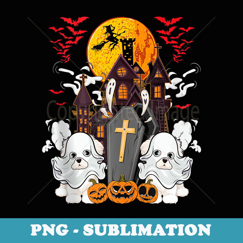 Two Halloween Malteses Cosplay Boo Ghosts Funny Owner - Trendy Sublimation Digital Download