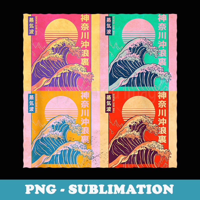 Vintage Kanagawa Japanese The great wave Pop Art Japanese - PNG Transparent Sublimation Design