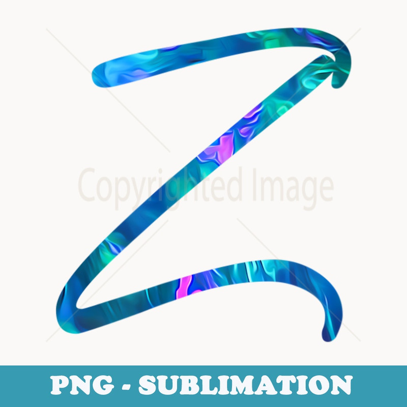 Cyan Blue Violet teal Initial capital letter Z monogram - Trendy Sublimation Digital Download