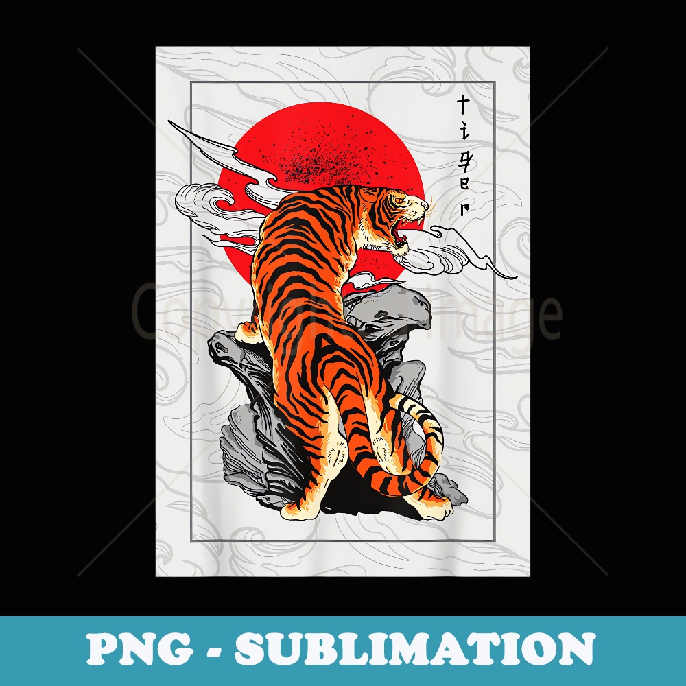 Japanese kitsune Demon Spirit Tiger Kanji - Stylish Sublimation Digital Download