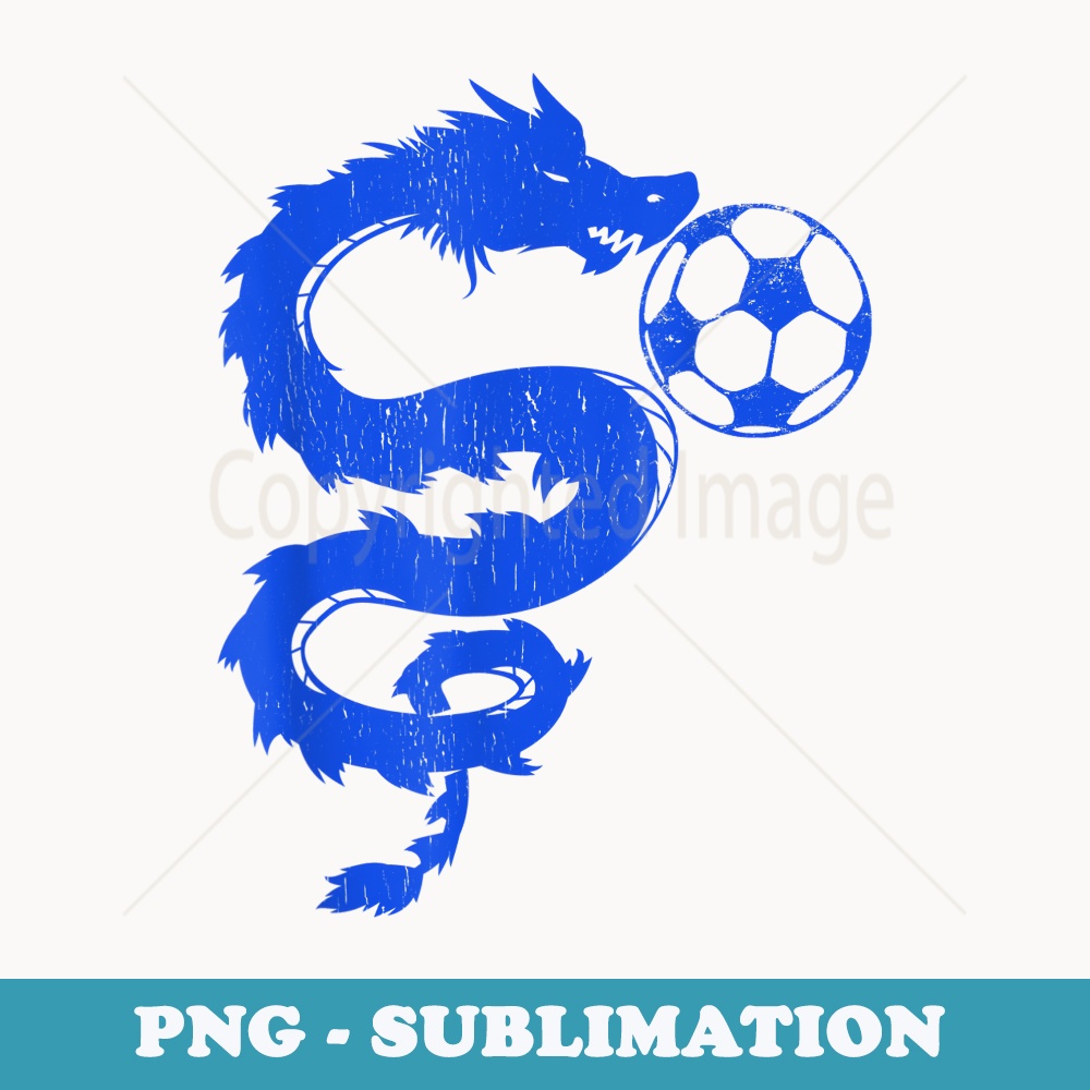 SAMURAI BLUE Japanese Dragon with Soccer Ball - Professional Sublimation Digital Download