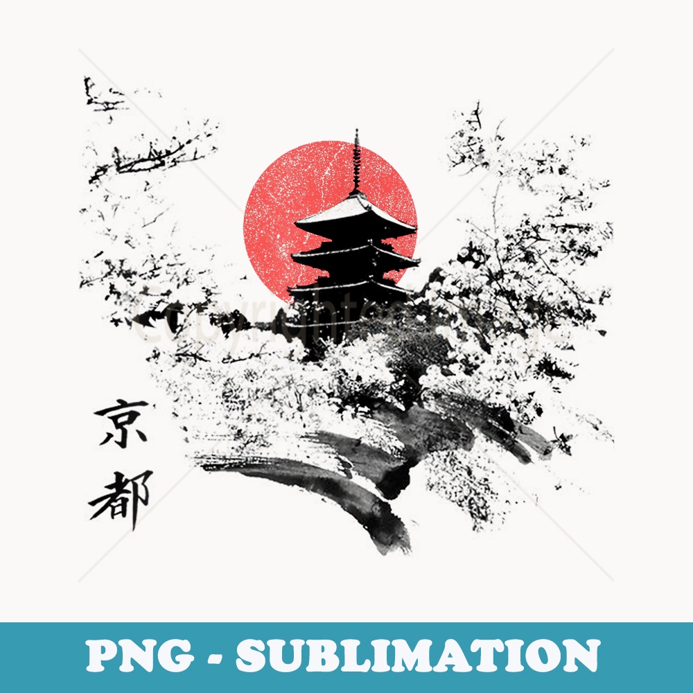 Vintage Japanese Culture Graphical Art Cherry Blossom - Exclusive PNG Sublimation Download