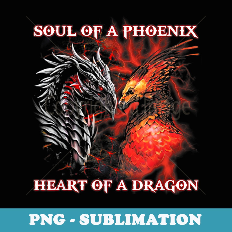 Soul Of Phoenix Heart Of A Dragon - Vintage Sublimation PNG Download