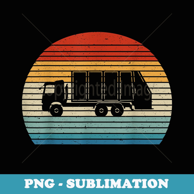 Retro Recycling Trash Garbage Truck Sunset Old School Party - PNG Sublimation Digital Download