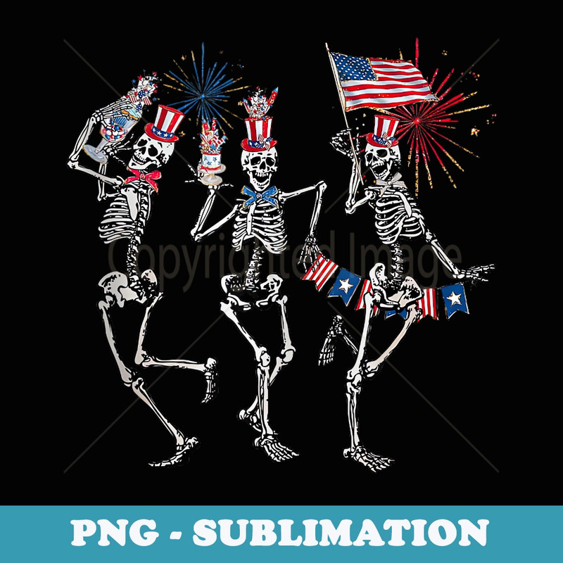 Skeleton Dancing Party In the USA 4th of July American Flag - Exclusive Sublimation Digital File