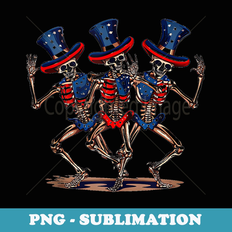 Patriotic Skeletons Dancing USA Flag Pattern Skeleton - Elegant Sublimation PNG Download