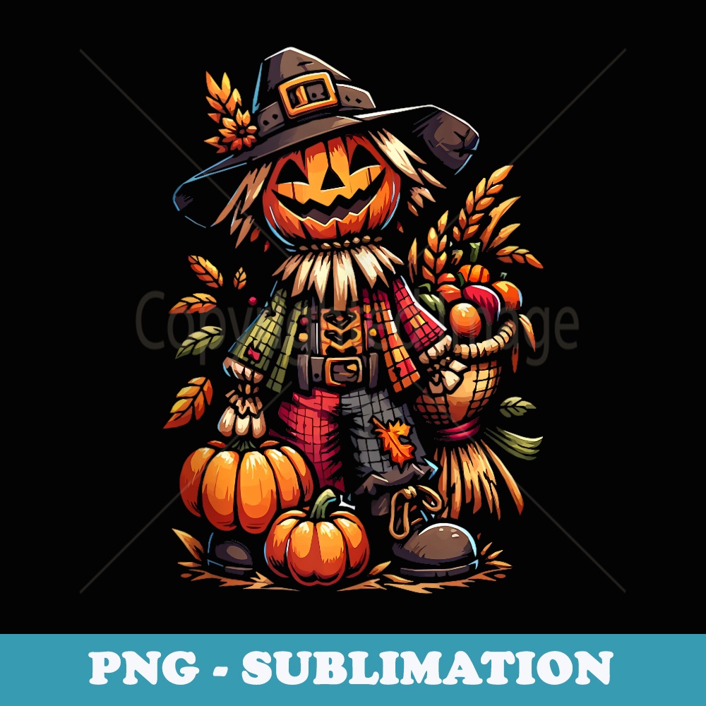 Fall Scarecrow Pumpkin Autumn Leaves Thanksgiving Farmer - Signature Sublimation PNG File
