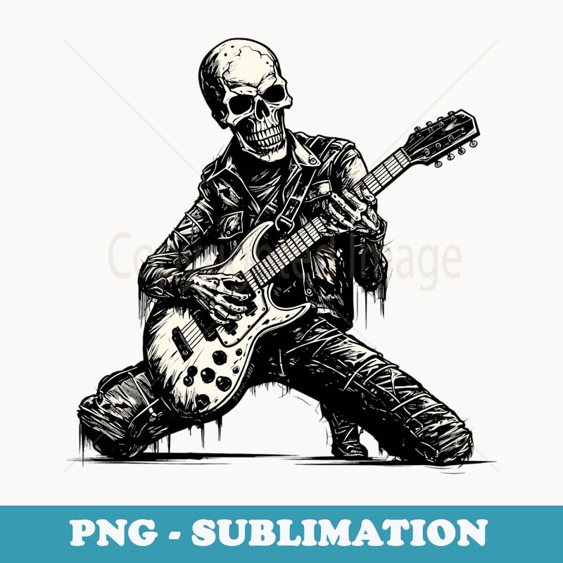 Halloween Skeleton Playing Guitar Rock On Rock And Roll Band - Aesthetic Sublimation Digital File