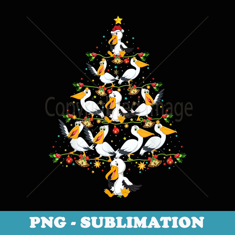 Funny Pelican Birds Lover Xmas Pelican Christmas Tree - Exclusive PNG Sublimation Download
