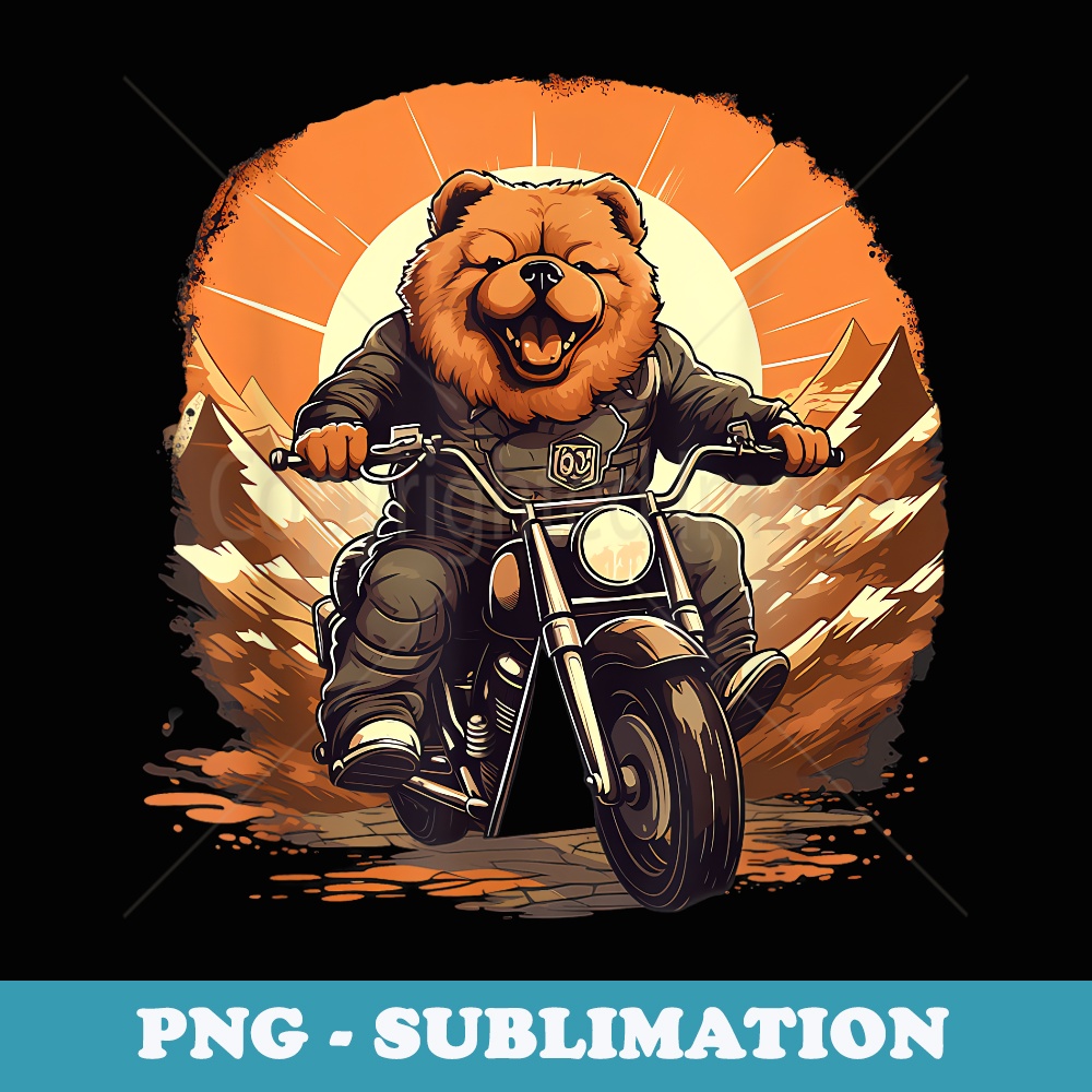 Biker Chow Chow Dog Riding Motorcycle - Special Edition Sublimation PNG File