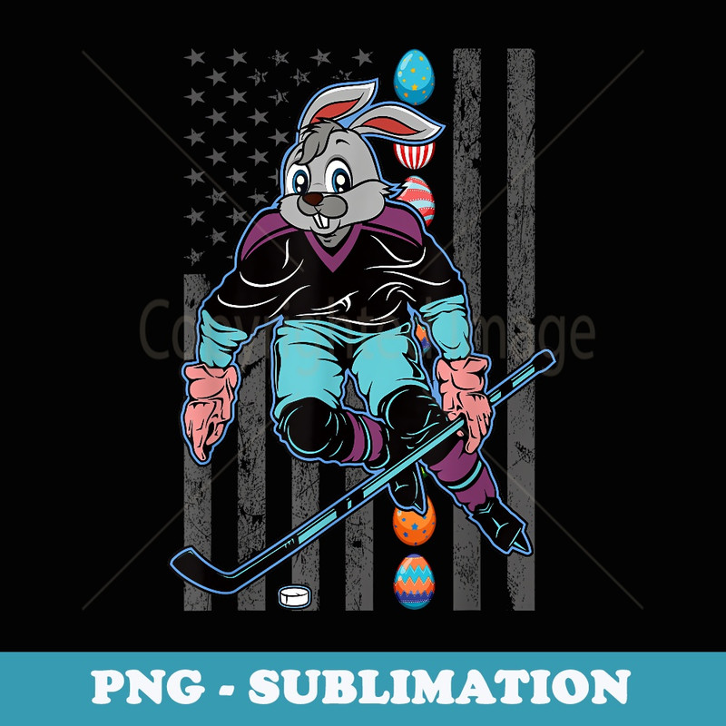 Easter Bunny Ice Hockey Boys Girls American Flag - Exclusive PNG Sublimation Download
