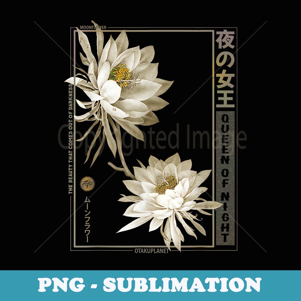 Anime Moon flower in Japanese Anime Vaporwave Floral Clothes - Modern Sublimation PNG File