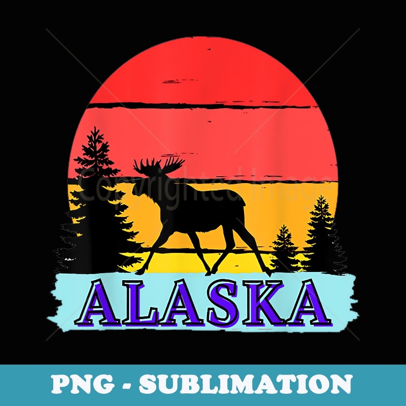 Retro Vintage Moose Animal From Alaska State Forest For - Exclusive PNG Sublimation Download