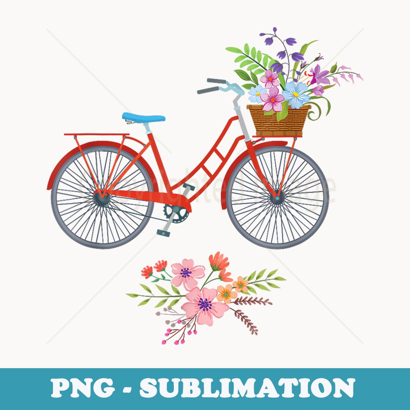 Bicycle Floral Flowers Bike Biker Cyclist Mountain Bike - PNG Sublimation Digital Download