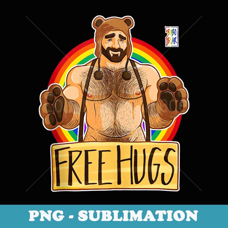 Bobo Bear - Adam Likes Hugs - Pride - Instant PNG Sublimation Download