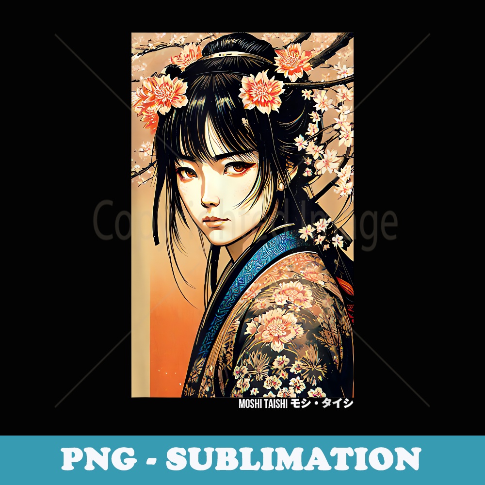 Japanese Samurai Culture Scenery Vintage Sakura - Special Edition Sublimation PNG File